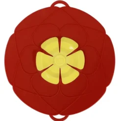 Skållock-28 cm överfyllningsskyddande dammtät spillstopp silikon kastrulllock kök matlagningsverktyg röd