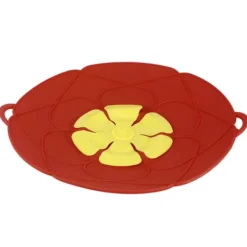 Skållock-28 cm överfyllningsskyddande dammtät spillstopp silikon kastrulllock kök matlagningsverktyg röd