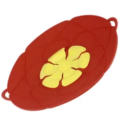 Skållock-28 cm överfyllningsskyddande dammtät spillstopp silikon kastrulllock kök matlagningsverktyg röd