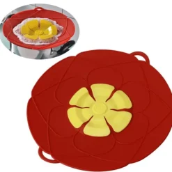 Skållock-28 cm överfyllningsskyddande dammtät spillstopp silikon kastrulllock kök matlagningsverktyg röd