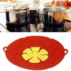 Skållock-28 cm överfyllningsskyddande dammtät spillstopp silikon kastrulllock kök matlagningsverktyg röd