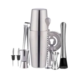 10 delar cocktailset, barset, shaker 750 ml - Rostfritt stål Silver