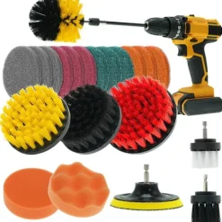 Rengöringsutrustning-22 delars skurborstar / rengöringsborstar till skruvdragare & borrmaskin