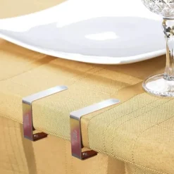 Dukclips & -Vikter-8 dukhållare - rostfritt stål, silverfärgade - 4 cm