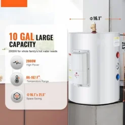 10 Gallon Elektrisk Varmvattenberedare, Instant Hot 1,6Kw, LED-display, Perfekt för Dusch