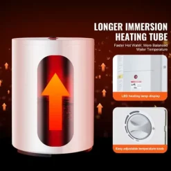 10 Gallon Elektrisk Varmvattenberedare, Instant Hot 1,6Kw, LED-display, Perfekt för Dusch