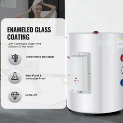 10 Gallon Elektrisk Varmvattenberedare, Instant Hot 1,6Kw, LED-display, Perfekt för Dusch