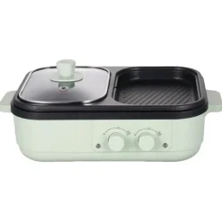 Elektriska Stekpannor & Wokar-2 i 1 Elektrisk Multikokare, Justerbar Temperaturkontroll, Stilren Design,EU, Grön