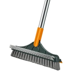 Rengöringsutrustning-3 i 1 golvskurborste med långt handtag 120° roterande dusch golvskrubber Hushållsrengöringsborste för badrumskök