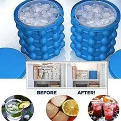 2 i 1 Ice Cube Silikonformar Ice Hink,Ice Cube Maker Genie -Den revolutionerande utrymmesbesparande Ice Cube Maker.2@H4