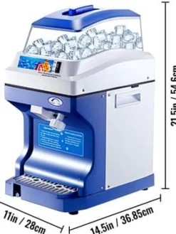 200 kg/h 300W kommersiell helautomatisk israkapparat med behållare, justerbar isfinhet, genomtänkta detaljer, lätt att använda