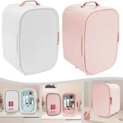 12 L mini sminkkyl, kosmetikkyl med kyl- och värmefunktion, för hem och bil, elfenbensfärgad