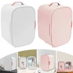 12 L mini sminkkyl, kosmetikkyl med kyl- och värmefunktion, för hem och bil, elfenbensfärgad