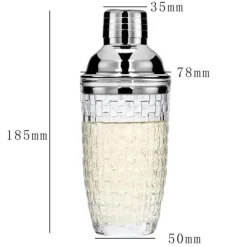 Drinkshakers & Drinkverktyg-385 ml Cocktail Shaker vävd textur glas + lock i rostfritt stål Cup