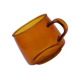 Kaffe- & Teserviser-350 ml kaffekopp i glas Kristall kaffemugg med handtag hög temperaturbeständighet för hem och CafeAmber