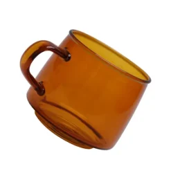 Kaffe- & Teserviser-350 ml kaffekopp i glas Kristall kaffemugg med handtag hög temperaturbeständighet för hem och CafeAmber