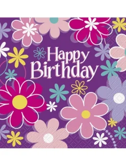 16 pappersservetter med födelsedagsmotiv, 33 x 33 cm