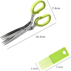 1 par multifunktions kökssax i rostfritt stål med 5-3 blad och lock för att skära örter och grönsaker[433]