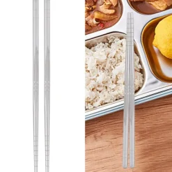 Matbestick-1 par ätpinnar i 304 rostfritt stål ätpinnar porslin bestick kökstillbehör 17,5 cm