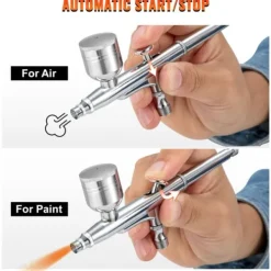 0-30 psi dubbelverkande airbrush kit för snacks/tårtdekorering, 3 lägen, bekväm automatisk start/stopp, effektiv olje- och vattenfiltrering