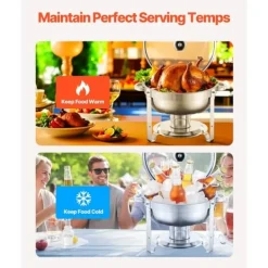 5 Qt 4-pack Runda Skavskålar, Bufféset Fullstorlek, Rostfritt Stål Pan, Stort Kvantitetsförpackning