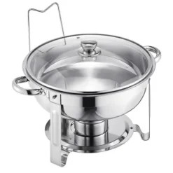 5 Qt 4-pack Runda Skavskålar, Bufféset Fullstorlek, Rostfritt Stål Pan, Stort Kvantitetsförpackning