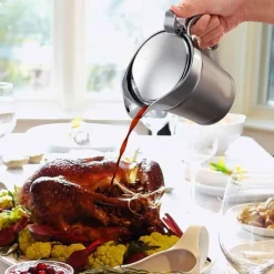 Såsbehållare-304 rostfritt stål dubbelskiktsisolering smaksatt såsgryta såsbåt serveringskanna köksredskap 450ml