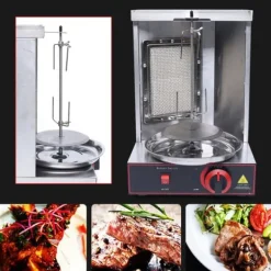 Grillugnar & Ugnar Med Roterande Stekspett-360° Rotationsgrillmaskin, Justerbar temperatur upp till 572°F, 2000W värmeeffekt, Konstruktion i rostfritt stål