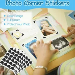 Förvaring Av Fotografier-240 självhäftande fotohörn, syrafria fotohörn, fotohörn för klippböcker, gör-det-själv-klippböcker, fotoalbum, minnesböcker, dagböcker (svart)