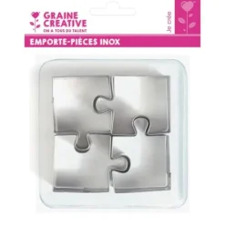 4 små kakformar i rostfritt stål - Pussel