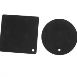 Karottunderlägg-5 st 2 runda 3 fyrkantiga silikonvaxkaksmattor mångsidiga värmedynor för varma rätter och bord svarta