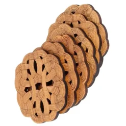 Glasunderlägg-6 st bambuunderlägg tekoppunderlägg skållningsskydd värmeisoleringsdyna teceremonitillbehör (typ 2)