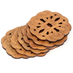 Glasunderlägg-6 st bambuunderlägg tekoppunderlägg skållningsskydd värmeisoleringsdyna teceremonitillbehör (typ 2)