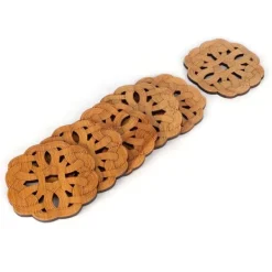 Glasunderlägg-6 st bambuunderlägg tekoppunderlägg skållningsskydd värmeisoleringsdyna teceremonitillbehör (typ 2)