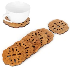 Glasunderlägg-6 st bambuunderlägg tekoppunderlägg skållningsskydd värmeisoleringsdyna teceremonitillbehör (typ 2)