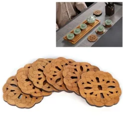 Glasunderlägg-6 st bambuunderlägg tekoppunderlägg skållningsskydd värmeisoleringsdyna teceremonitillbehör (typ 2)