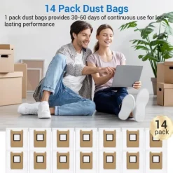 Dammsugartillbehör-14 st Dammpåsar Set Kompatibelt med Eufy RoboVac E28 Omni/E25 Omni Robotdammsugare, Effektiv Filtrering