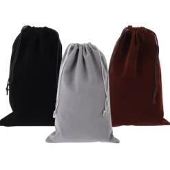 3 st flockande tyg dragskopåse dammtät förvaringspåse för smycken present godis telefon