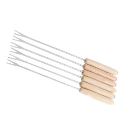 Fondueset-6 st fonduegafflar i rostfritt stål Ostfonduepinnar Smore-pinnar med trähandtag Värmebeständig för chokladost