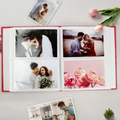 1 st fotoalbum, 200 st 6-tums foton, röd