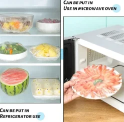 50 st fräscha förvaringspåsar, elastiska matskyddspåse med plastfolie