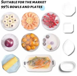 50 st fräscha förvaringspåsar, elastiska matskyddspåse med plastfolie