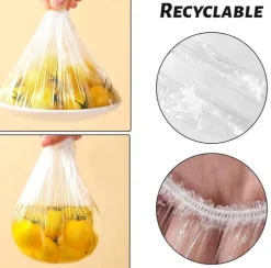 50 st fräscha förvaringspåsar, elastiska matskyddspåse med plastfolie