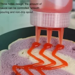 Såsbehållare-3 st 3-håls pressflaska med lock för salladsdressing, såser, ketchup