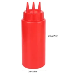 Såsbehållare-3 st 3-håls pressflaska med lock för salladsdressing, såser, ketchup