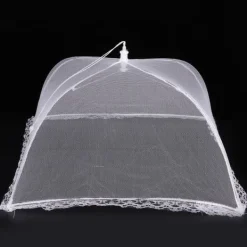 2 st hushållsparaply vikbart matmåltidsförvaringsnät tält kökstillbehör nätkant vit 43x43cm