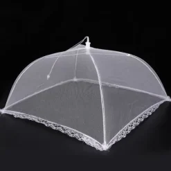 2 st hushållsparaply vikbart matmåltidsförvaringsnät tält kökstillbehör nätkant vit 43x43cm