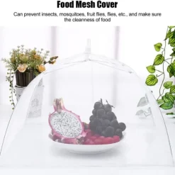 2 st hushållsparaply vikbart matmåltidsförvaringsnät tält kökstillbehör nätkant vit 43x43cm