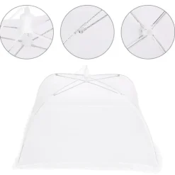 2 st hushållsparaply vikbart matmåltidsförvaringsnät tält kökstillbehör nätkant vit 43x43cm