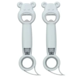 2 st 4-i-1-burköppnare universell bärbar manuell flasköppnare för drycker grå